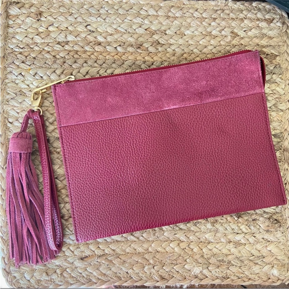 WHITE HOUSE BLACK MARKET Suede Clutch Wristlet